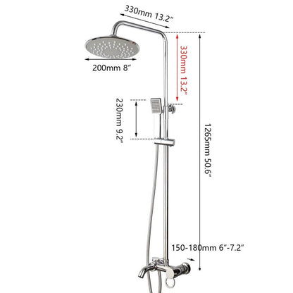 8 Inch Rain Shower Chrome Faucet Set