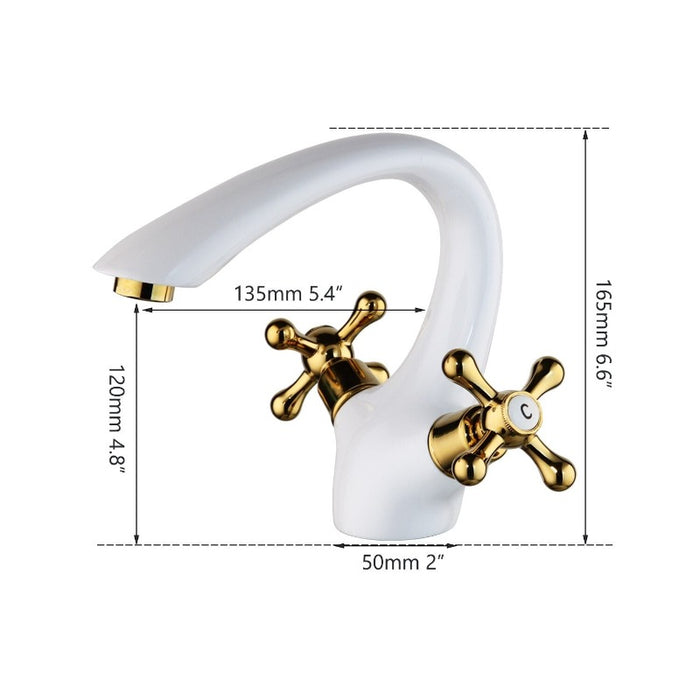 Solid Brass Golden Polish Faucet Mixer Tap With 2 Handles
