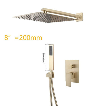 Brushed Gold Wall Mounted Rainfall Bathroom Shower Set