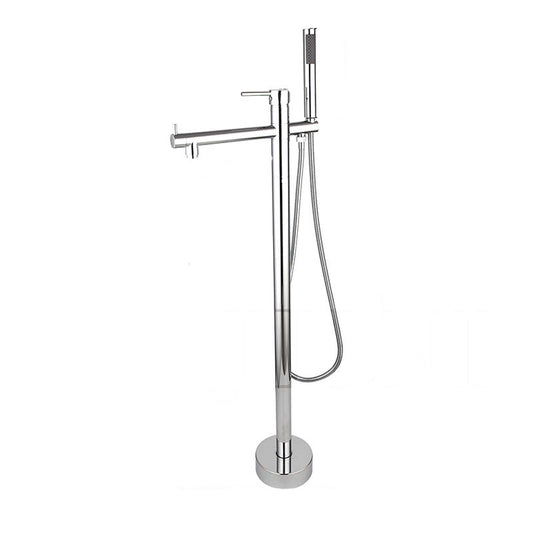 Black Golden Plated Floor Mounted Bathtub Shower Set