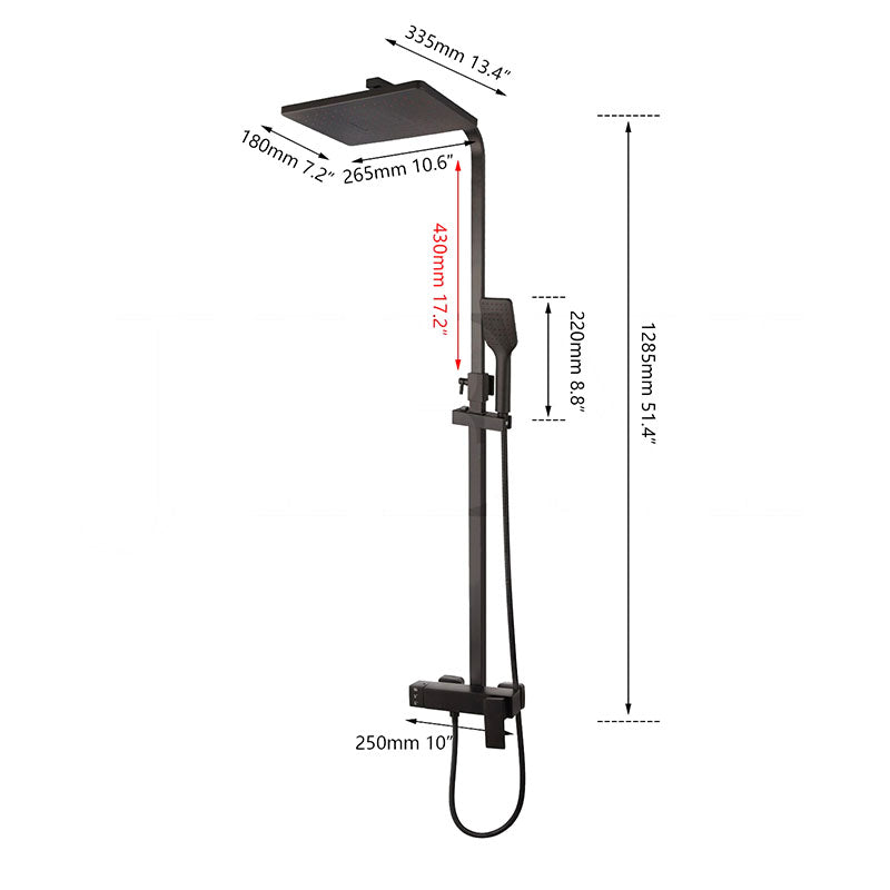 Wall Mounted Matte Black Rainfall Shower Set