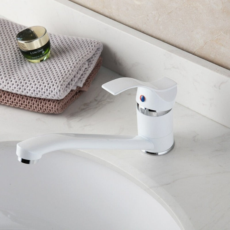 Matte White Faucet Kitchen Mixer Tap With Single Handle