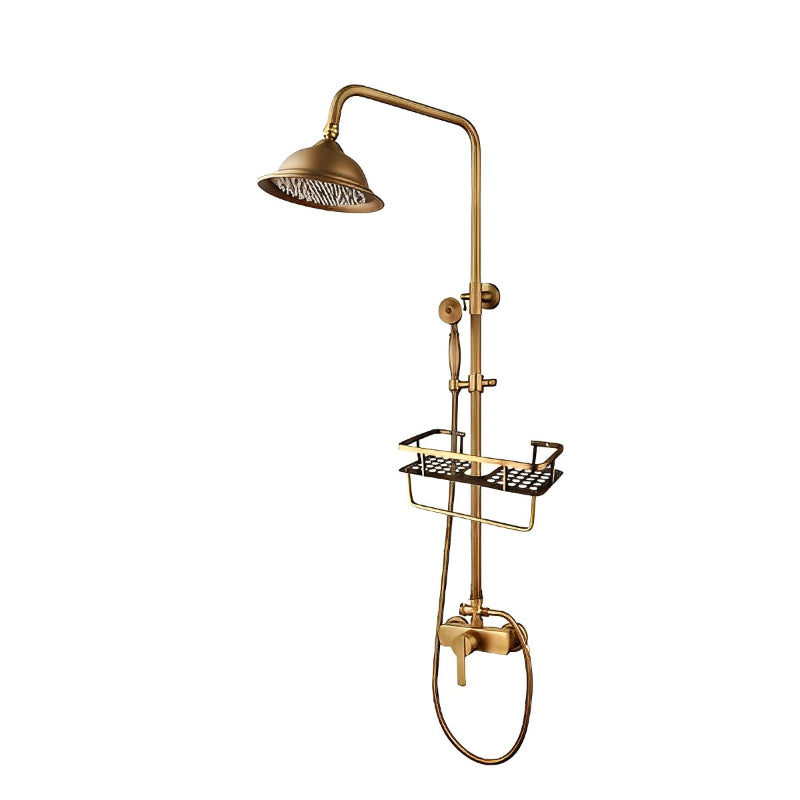 Antique Brass Flexible Retro Vintage Brass Wall Mount Shower Head