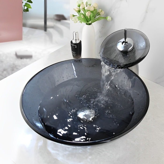 Transparent Artistic Glass Vessel Sink Set