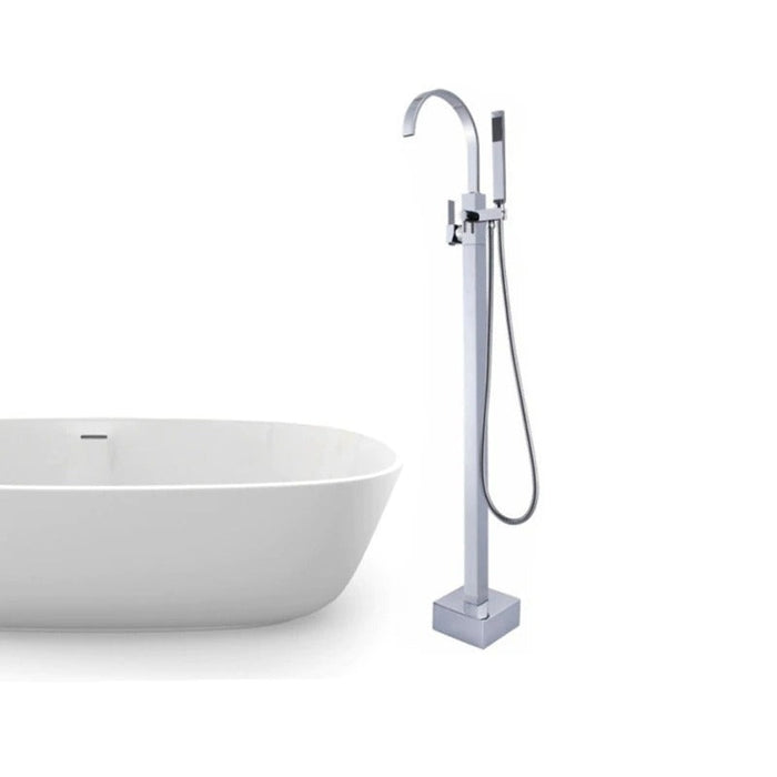 Bathroom Floor Standing Bath Tub Faucet Mixer Set & Handheld Shower