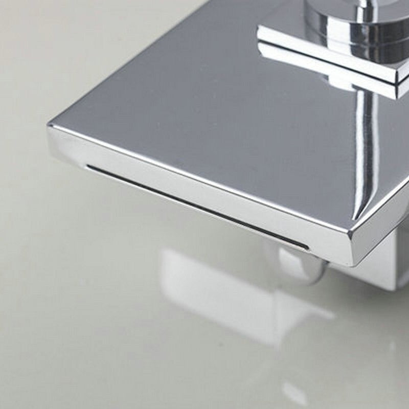 Chrome Brass Square Wide Spout Handle Shower Bathtub