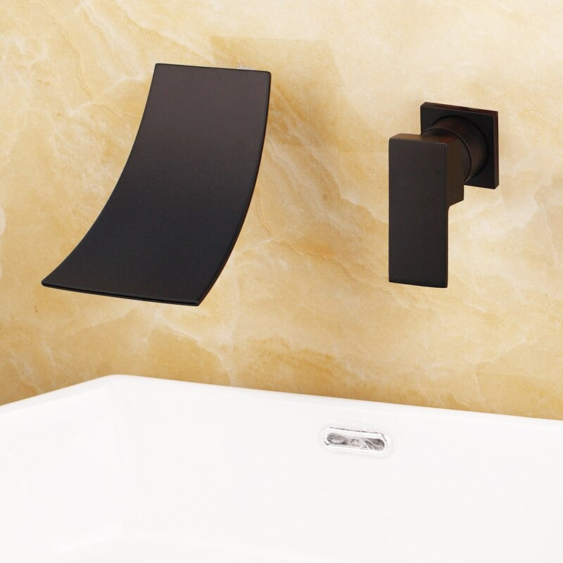 Wall Mounted Waterfall Basin Sink Faucet Mixer Taps