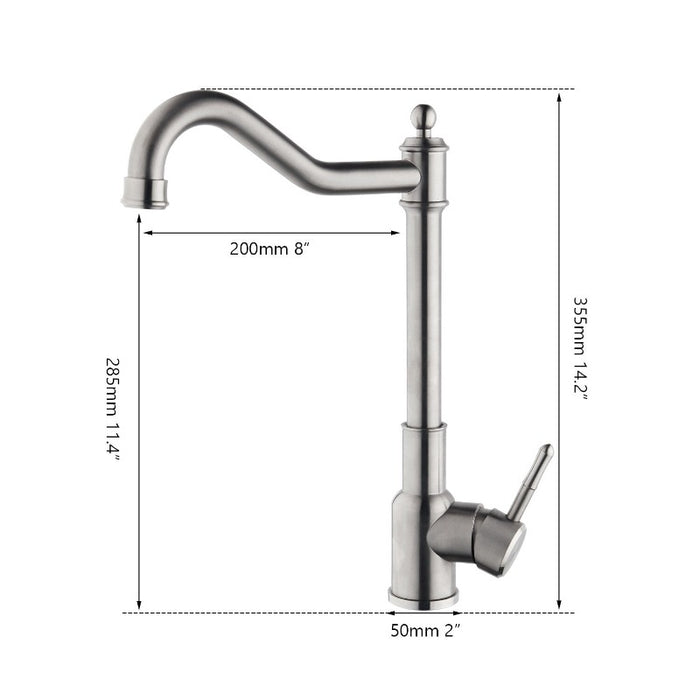 Nickel Brushed Kitchen Basin Faucet 360 Rotated Spout Mixer Tap