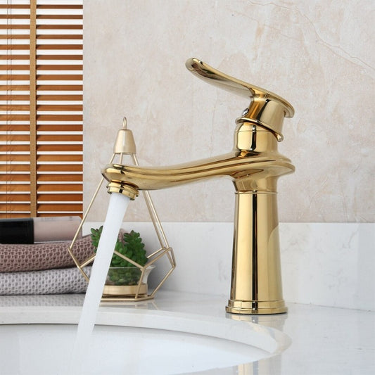 Rose Golden Bathroom Basin Solid Brass Faucet Spout Tap