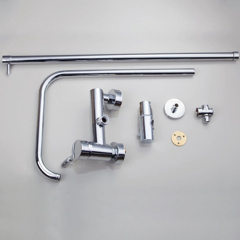 Solid Brass Chrome Wall Mount Bathroom Shower Faucet Set