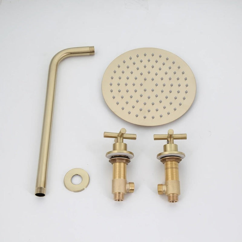 8 Inch Brushed Gold Rainfall Shower Faucet Set