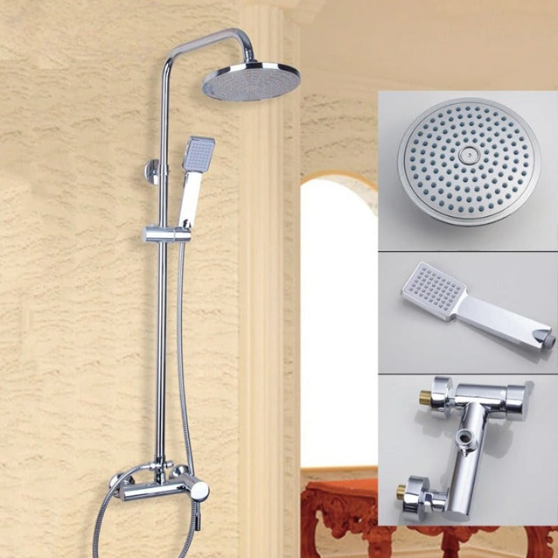 Solid Brass Chrome Wall Mount Bathroom Shower Faucet Set