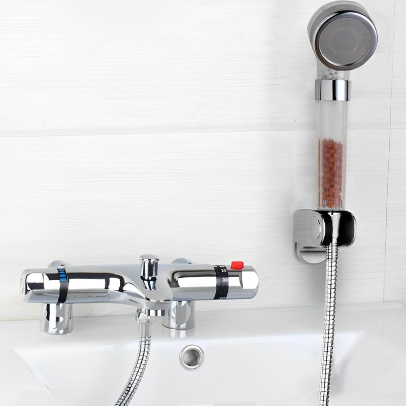 Chrome Brass Deck Mounted Thermostatic Mixer Taps