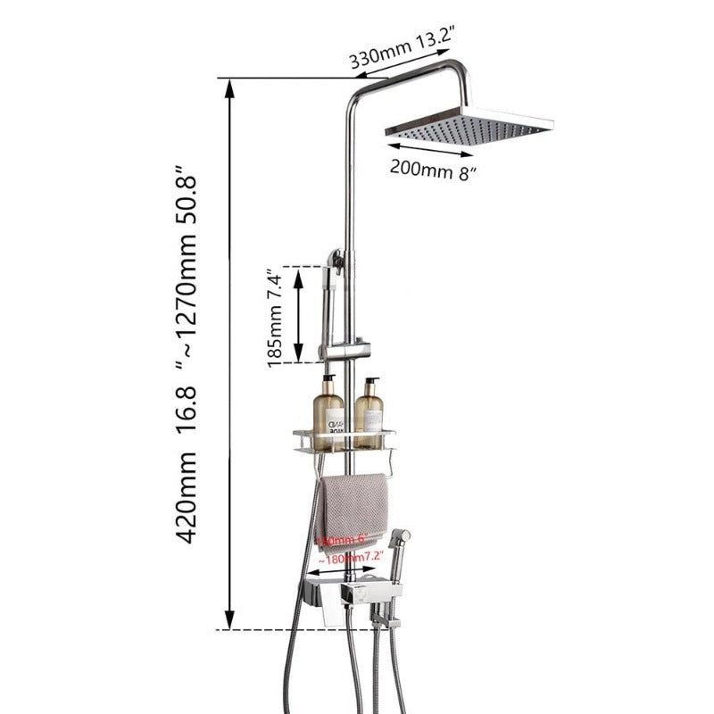 Bathroom Multi Spray LED Shower Faucet Set - Chrome Finish | Wall Mounted