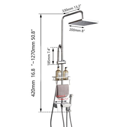 Bathroom Multi Spray LED Shower Faucet Set - Chrome Finish | Wall Mounted