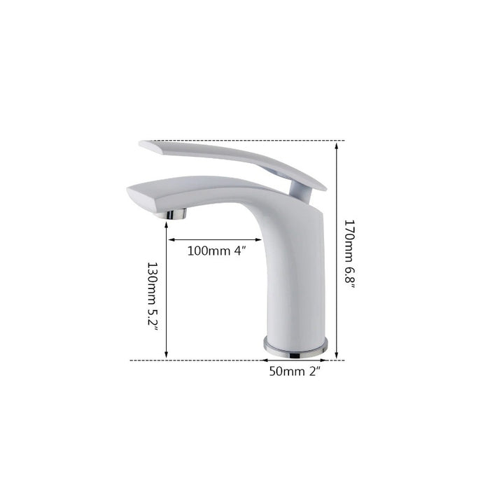 Polished White Bathroom Faucet Water Mixer Tap