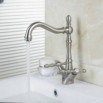 Brushed Nickel Swivel Dual Handles Faucets