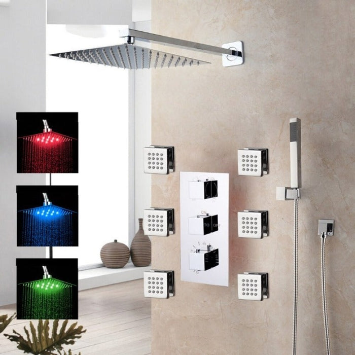 Wall Mounted Bathroom Shower Faucet Thermostatic Valve Mixer Tap