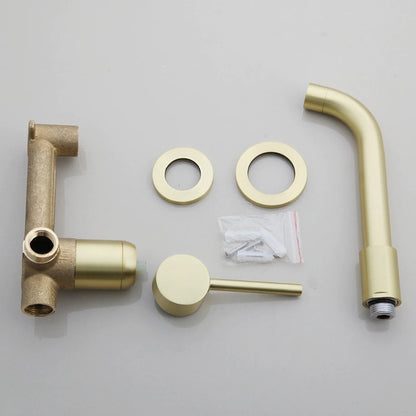 Luxury Brushed Golden Wall Mounted Bathroom Faucet