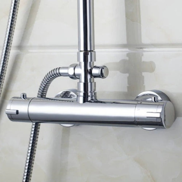 Rainfall Thermostatic Shower Faucet Set Wall Mount