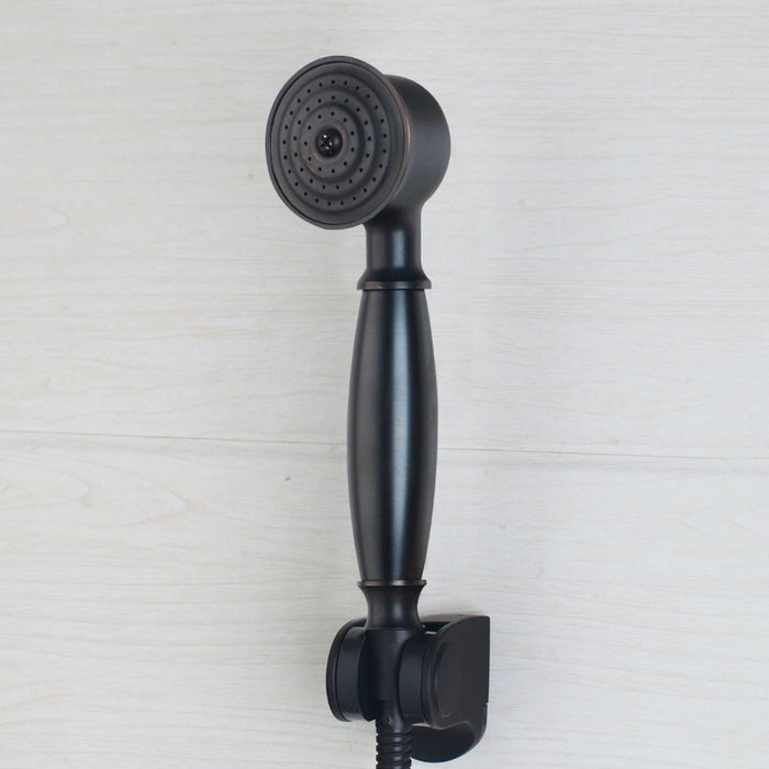 8 Inch Black Round Wall Mounted Bathroom Rainfall Shower Faucet Set
