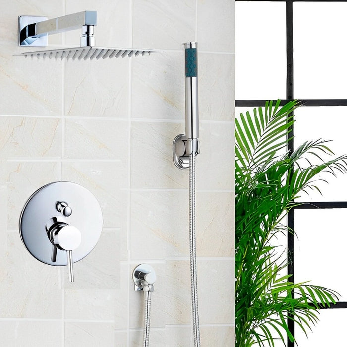 8 Inch Wall Mounted Solid Brass Rain Shower Set