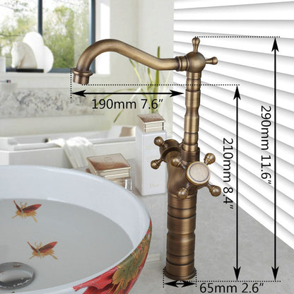 Antique Brass Swivel Dual Handles Faucet