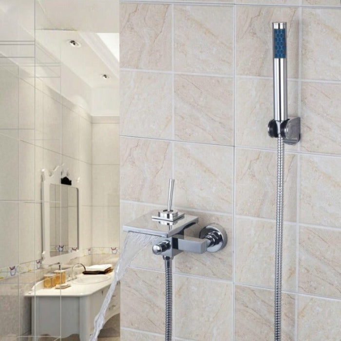 Chrome Brass Square Wide Spout Handle Shower Bathtub
