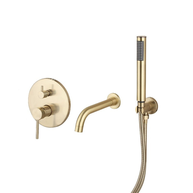 Golden Plated Bathtub Bathroom Faucet Shower Set With Hand Spray