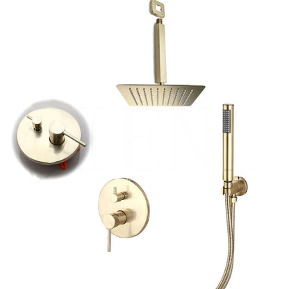 Brushed Gold Wall Mounted Rainfall Bathroom Shower Set