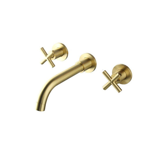 Luxury Brushed Golden Wall Mounted Bathroom Faucet