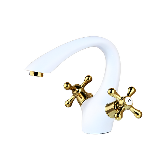 Solid Brass Golden Polish Faucet Mixer Tap With 2 Handles