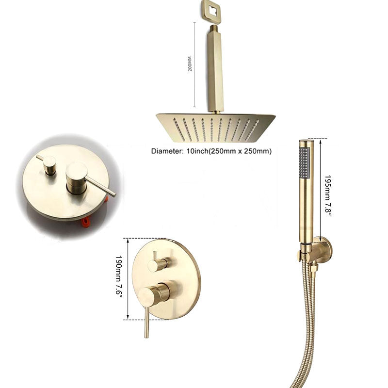 Brushed Gold Wall Mounted Rainfall Bathroom Shower Set