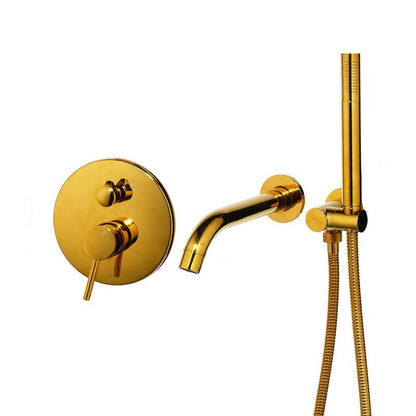 Golden Plated Bathtub Bathroom Faucet Shower Set With Hand Spray