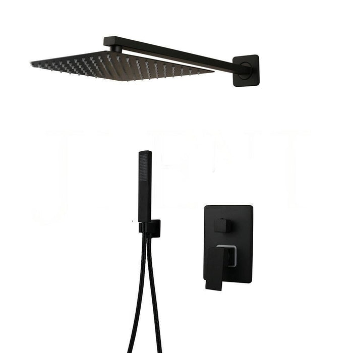 Black Bathroom LED Ceiling Mount Shower Head Faucet Set