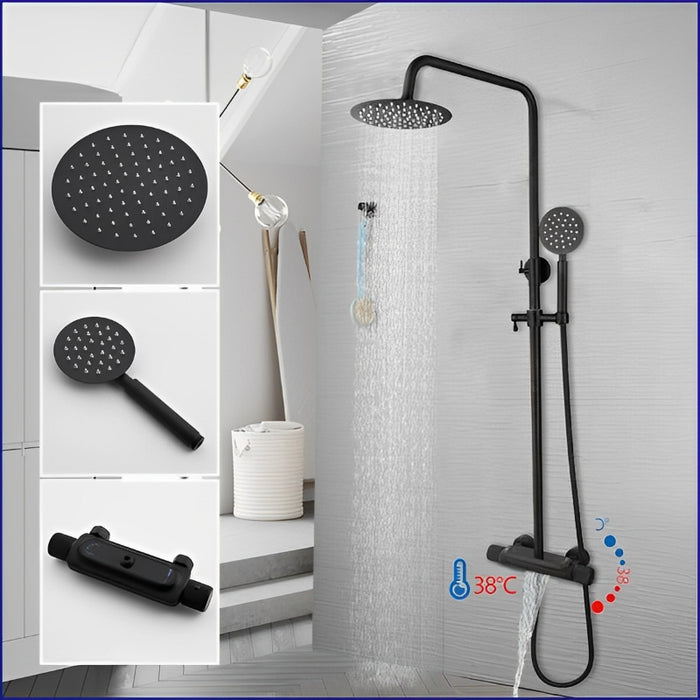 Round Head Thermostatic Mixer Bathtub Shower Faucet Hand Shower Set