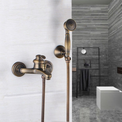 Antique Brass Bathtub Shower Faucet Set