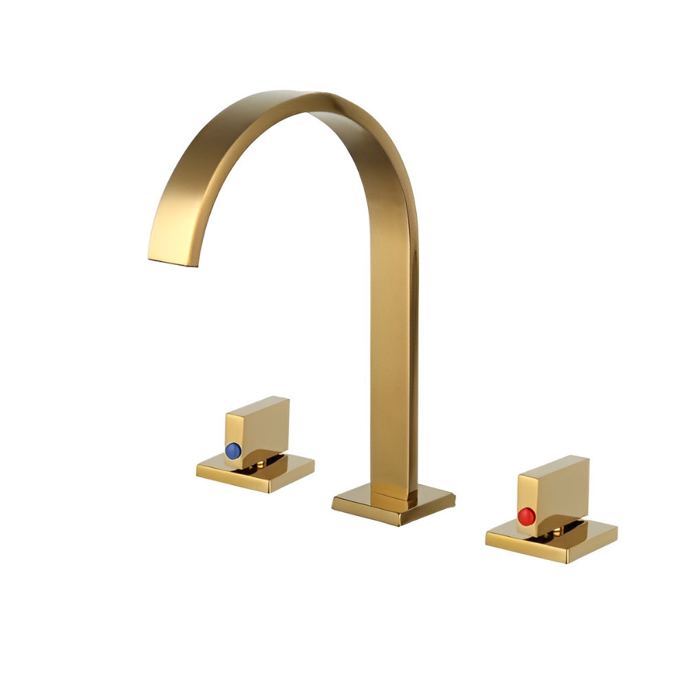 Dual-Handle Solid Brass Flat Widespread Mixer Basin Faucet