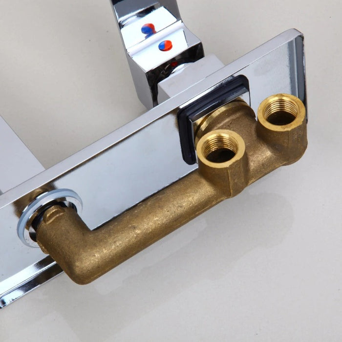 Luxury Golden Polished Wall Mount Tap Bathroom Basin Sink Faucet