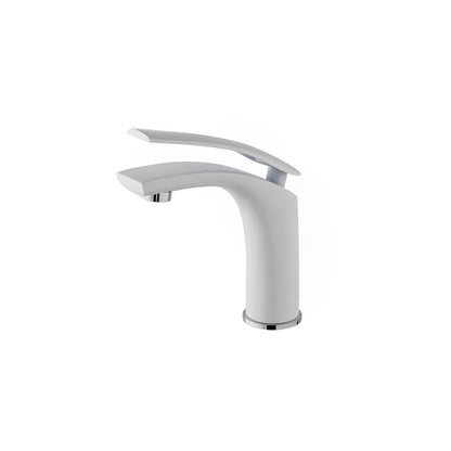 Polished White Bathroom Faucet Water Mixer Tap