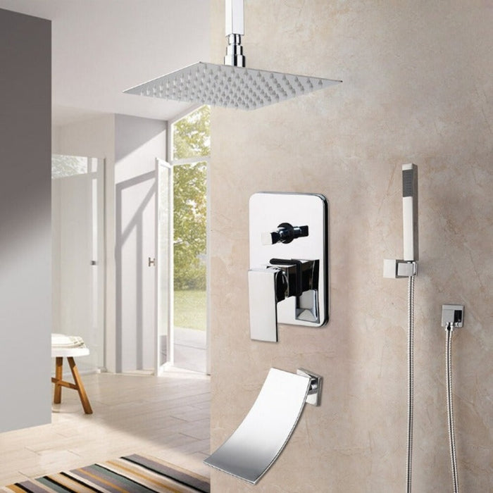 Chrome Polished Wall Mounted Bathroom Shower Set