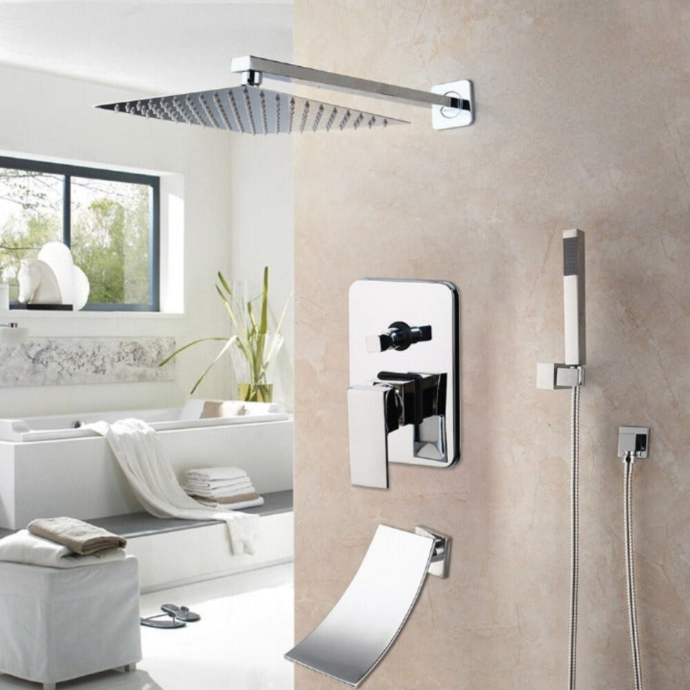 Chrome Polished Wall Mounted Bathroom Shower Set