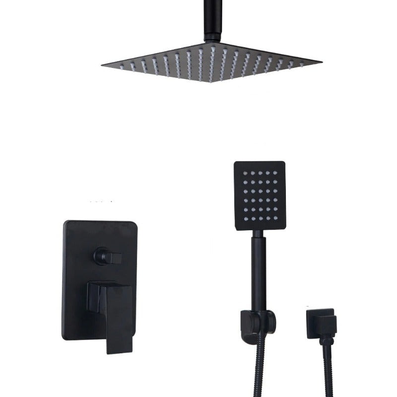 Matte Black Bathroom Wall Mounted LED Shower Set