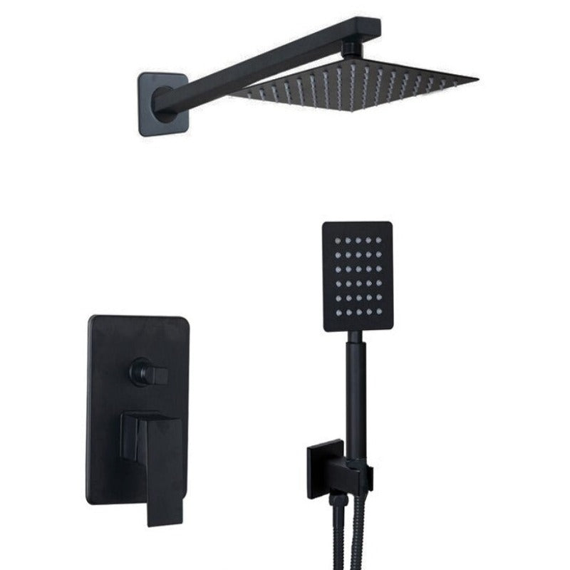 Matte Black Bathroom Wall Mounted LED Shower Set