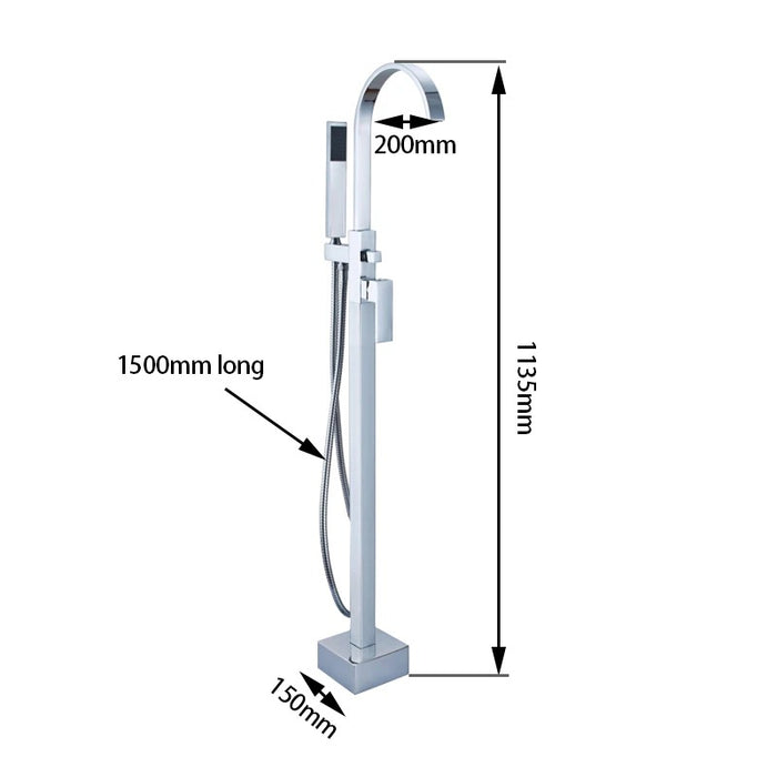Solid Brass Floor Standing Tub Shower Faucet With Hand Shower Head