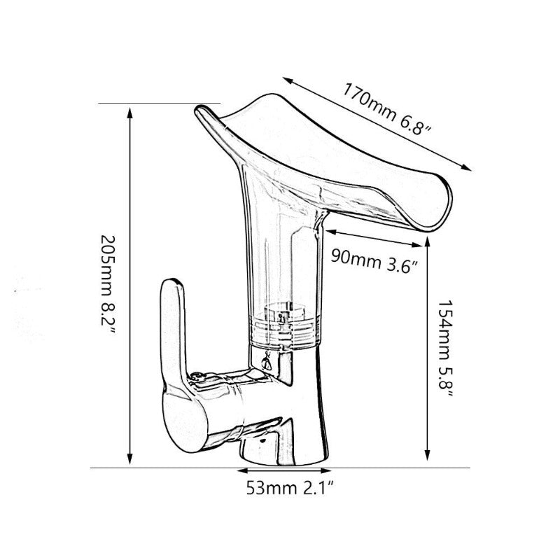 Waterfall Square Glass Bathroom Faucet Sink Tap