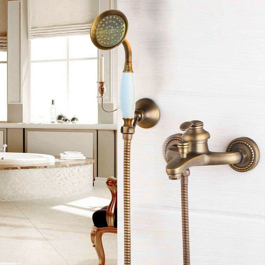 Antique Brass Bathtub Shower Faucet Set