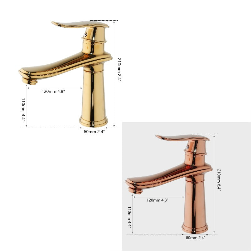 Rose Golden Bathroom Basin Solid Brass Faucet Spout Tap