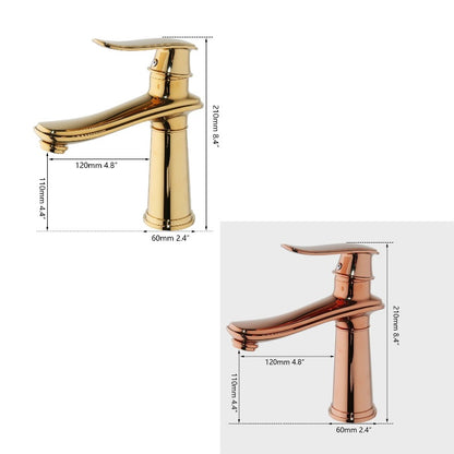 Rose Golden Bathroom Basin Solid Brass Faucet Spout Tap