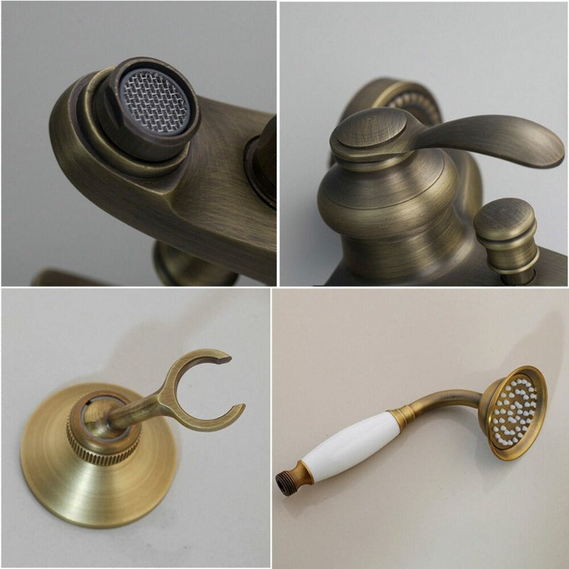 Antique Brass Bathtub Shower Faucet Set